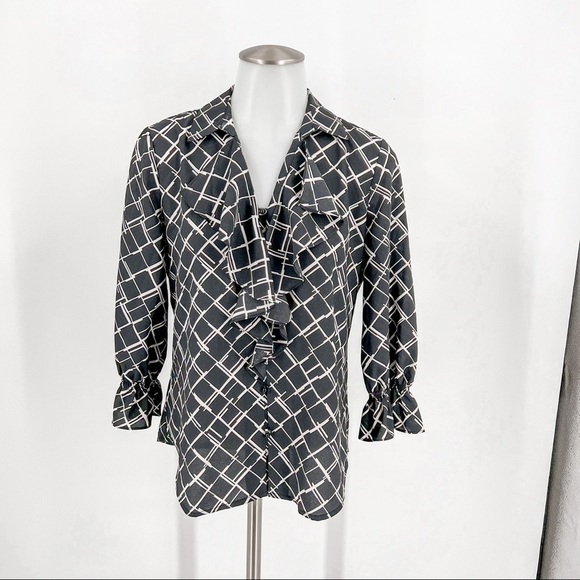 Karl Lagerfeld Printed Ruffle Blouse - Picture 1 of 6